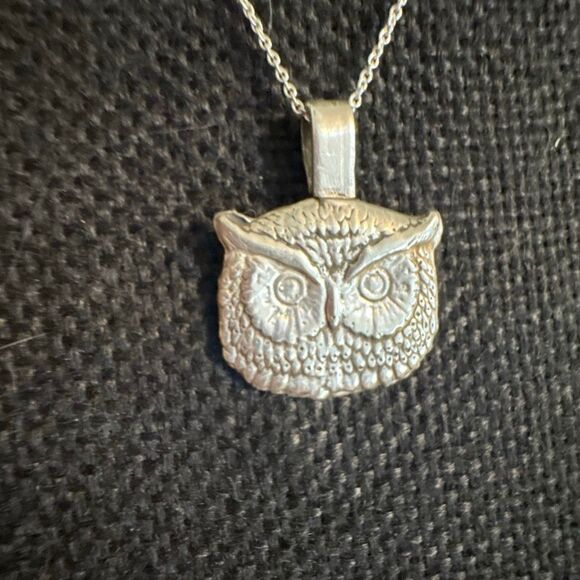 Sterling Silver Owl Necklace, 18”, New - Picture 1 of 3